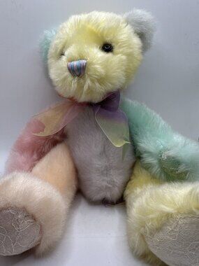 HTF First & Main Sorbet Pastel Rainbow Color Block Bear 12”Lace Paws # 1624 Soft